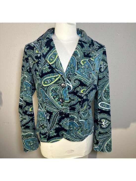 Talbots Jackets & Blazers - Vintage Talbots Size 10 Petite Paisley Printed Velvet Single Breasted Blazer